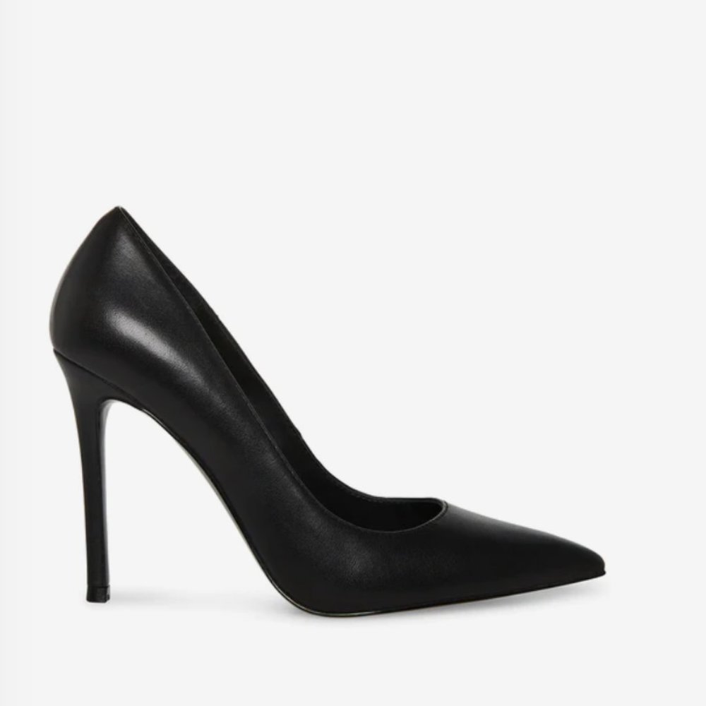 Steve Madden Evelyn black leather point toe stiletto pump